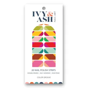 Ivy & Ash | Color Groove | Retro Color Block French Tip Nail Sticker Set