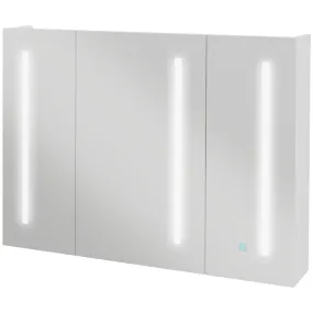 Kleankin Bathroom Wall Wardrobe with Light, Bathroom Storage Cupboard with USB Charge, Adjustable Shelf, 90L x 15H x 70Dcm, White