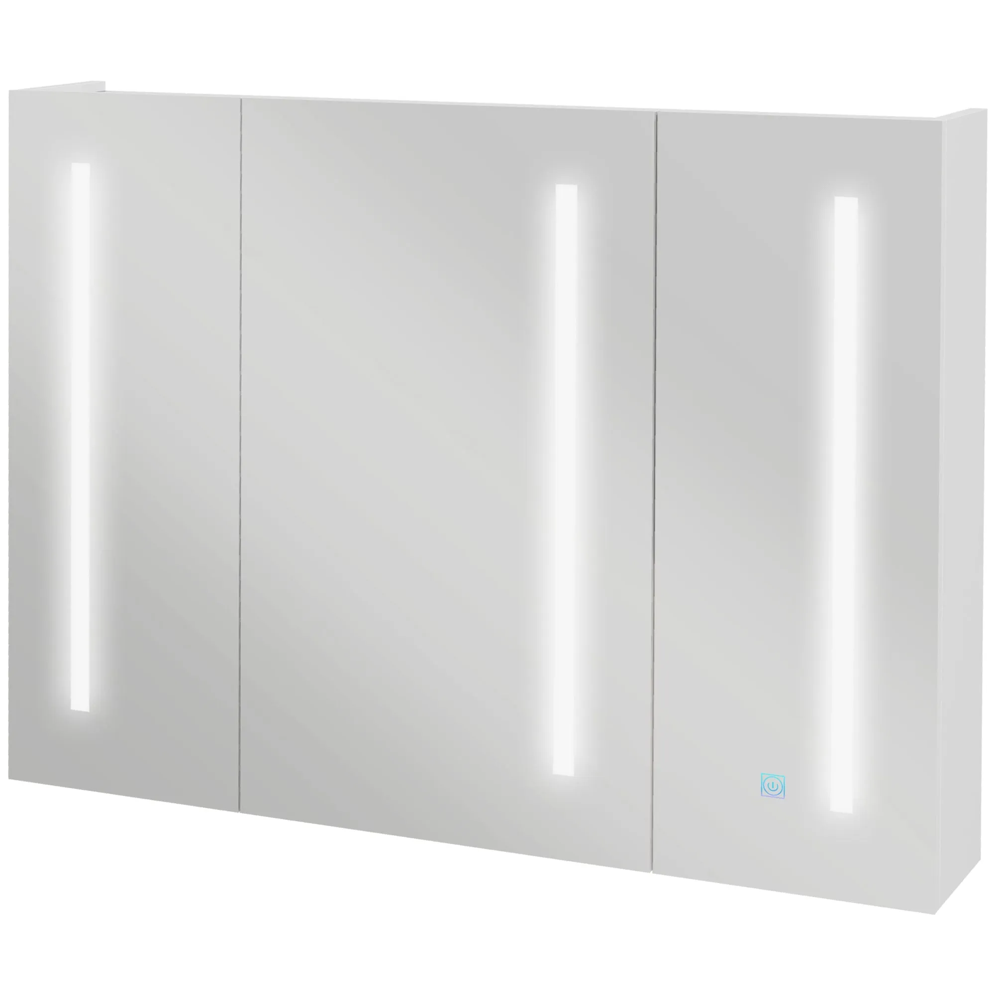 Kleankin Bathroom Wall Wardrobe with Light, Bathroom Storage Cupboard with USB Charge, Adjustable Shelf, 90L x 15H x 70Dcm, White