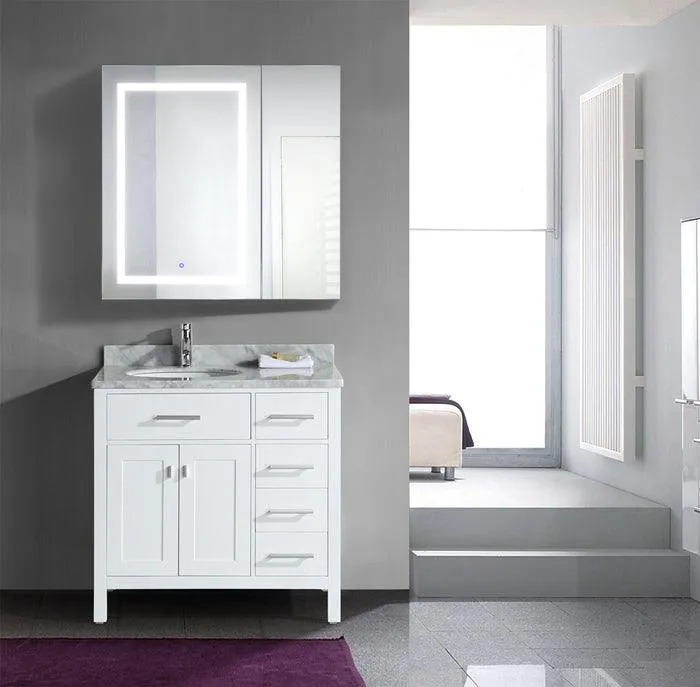 Krugg Svange 36″ X 36″ LED Bi-View Medicine Cabinet w/Dimmer & Defogger