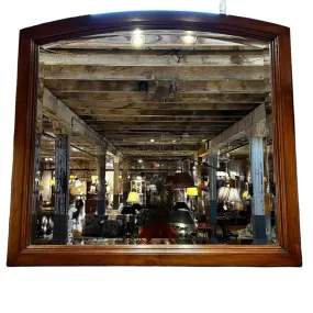 Large Custom Wall Mirror, Walnut Framed, Arched Top, Beveled Glass
