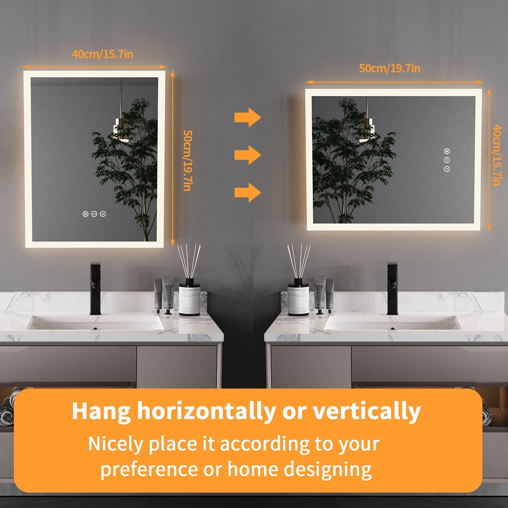 LED Bathroom Mirror 16x20 Inch