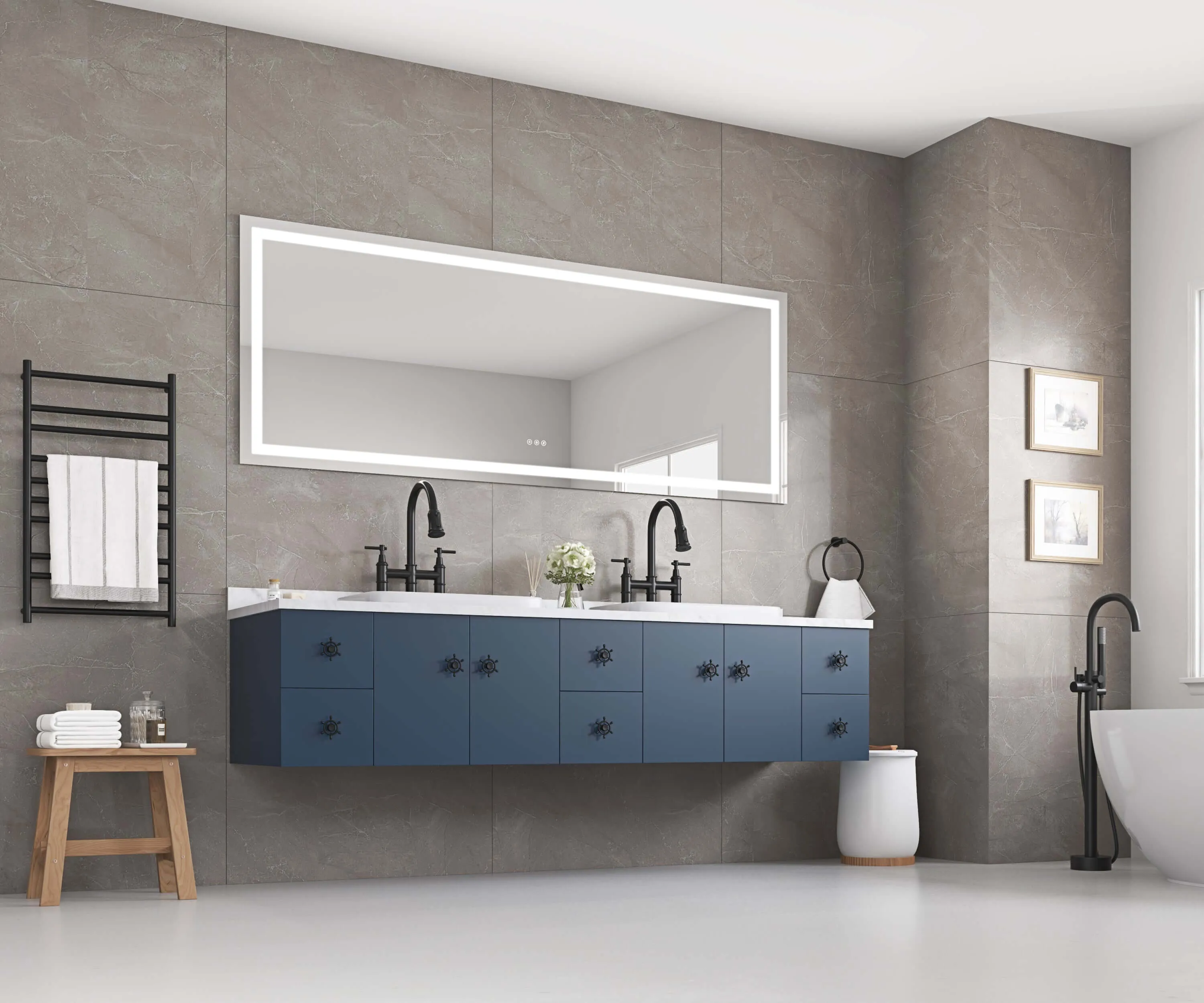 LED Bathroom Mirror with High Lumen Anti-Fog Dimmer Control