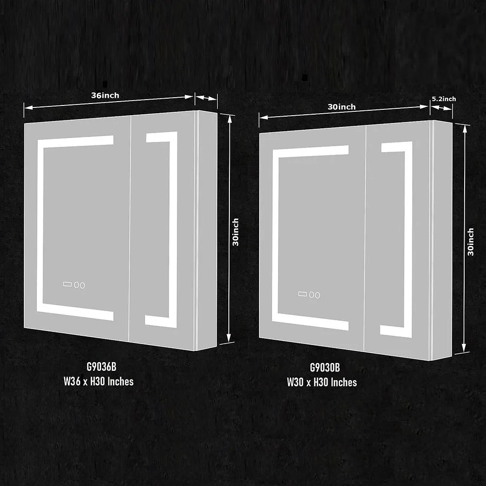 LED illuminated Lighted Bathroom Makeup Mirror Medicine Cabinet Anti-Fog Double Door with 3X Zoom, Power Outlet, Touch