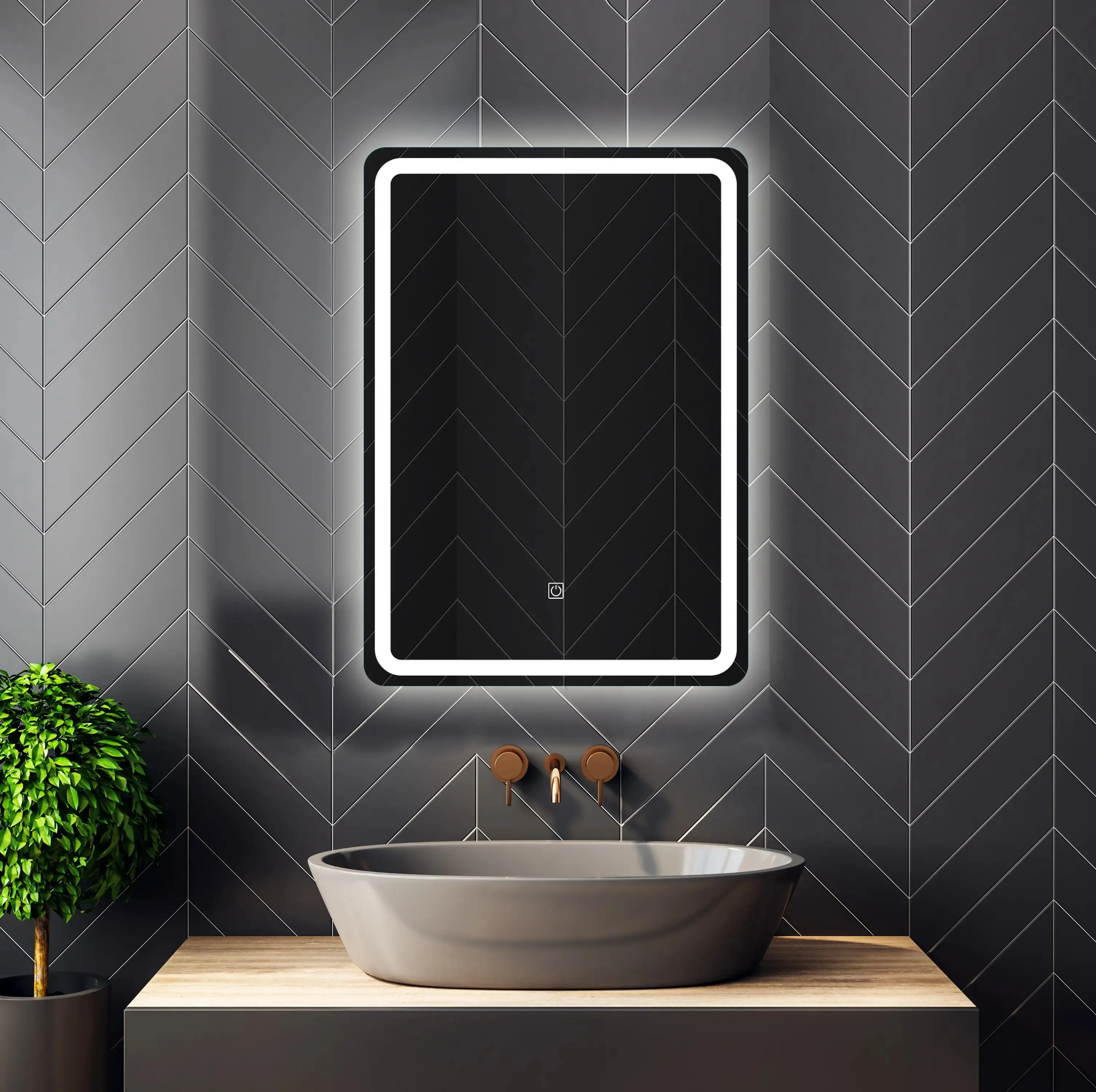 LED Lighted Wall Mount Frameless Bathroom Vanity Mirror