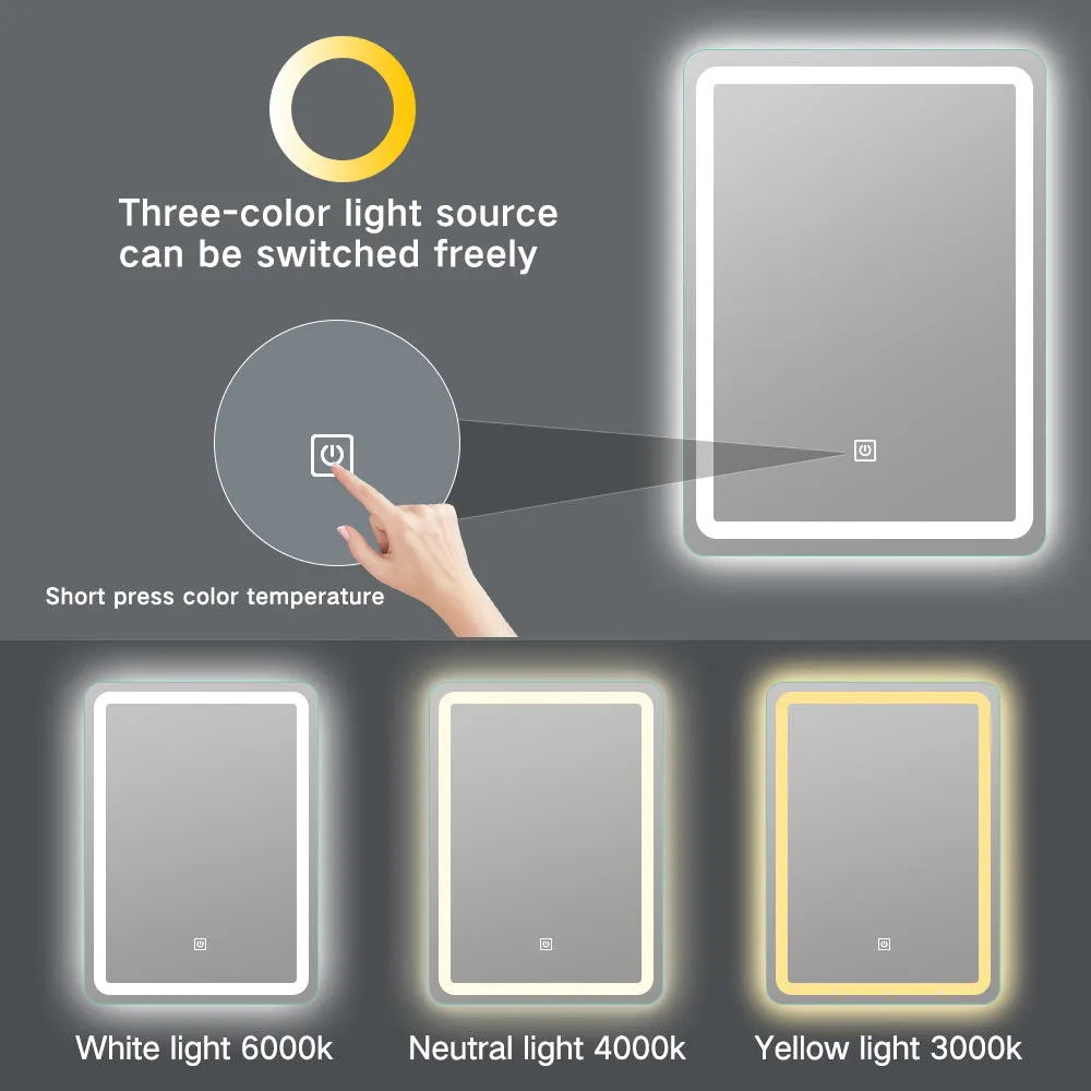 LED Lighted Wall Mount Frameless Bathroom Vanity Mirror