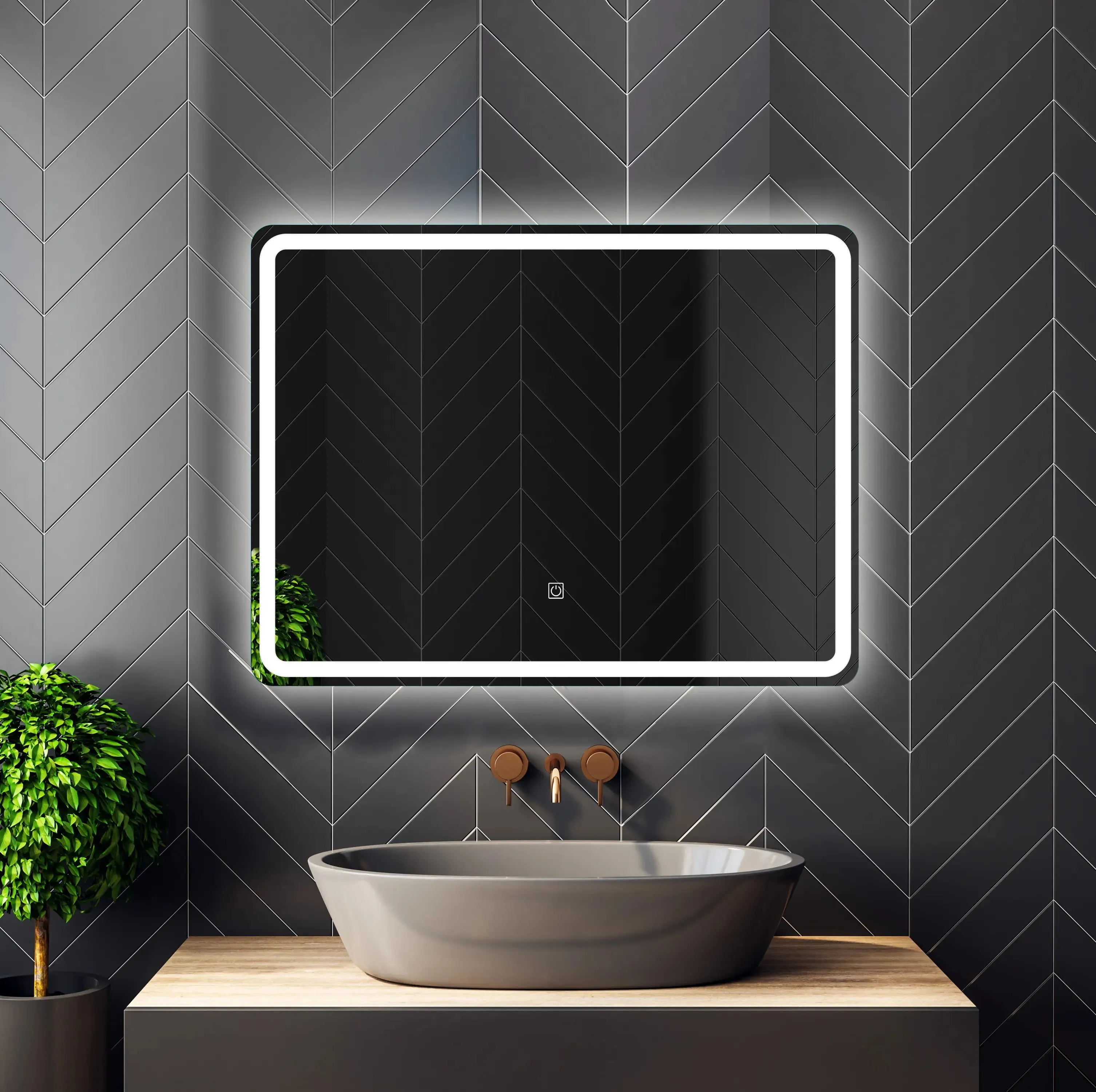 LED Lighted Wall Mount Frameless Bathroom Vanity Mirror