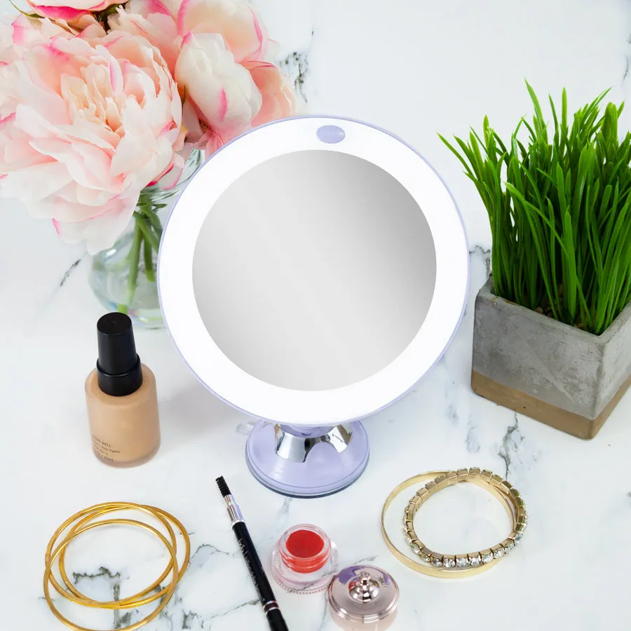Lighted Wall Mounted Makeup Mirror with Magnification & Suction Cup