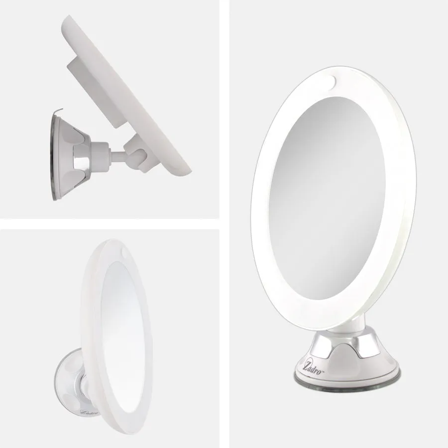 Lighted Wall Mounted Makeup Mirror with Magnification & Suction Cup
