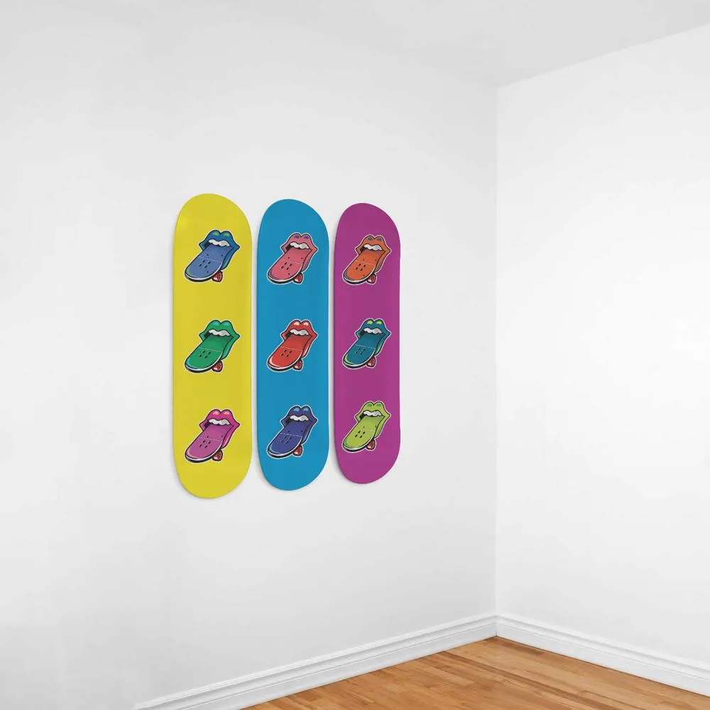 Lips and Tongue Pop Art Skateboards | Skateboard Wall Art, Mural & Skate Deck Art | Home Decor