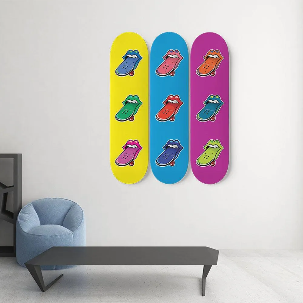 Lips and Tongue Pop Art Skateboards | Skateboard Wall Art, Mural & Skate Deck Art | Home Decor