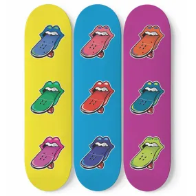 Lips and Tongue Pop Art Skateboards | Skateboard Wall Art, Mural & Skate Deck Art | Home Decor