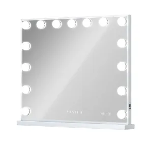 LUXE Large Hollywood Vanity Mirror with Bluetooth - 15 Dimmable LED Bulbs & USB Charging Port