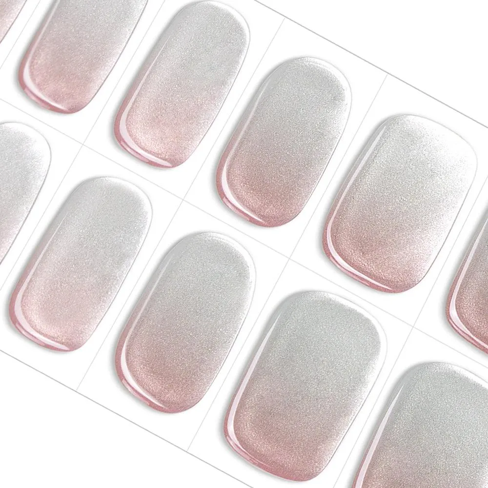 Luxurious Pearl Shine Semi Cured gel nail strips | Blushing Reflection - 3582