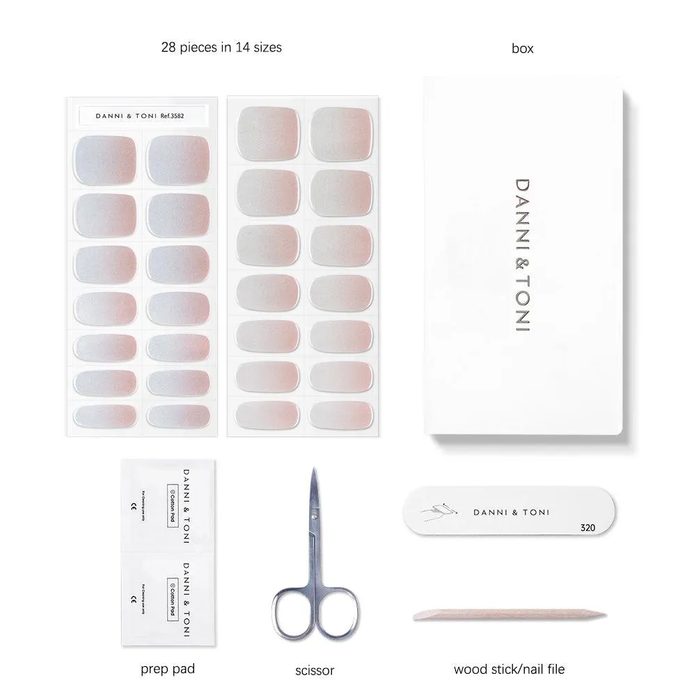 Luxurious Pearl Shine Semi Cured gel nail strips | Blushing Reflection - 3582