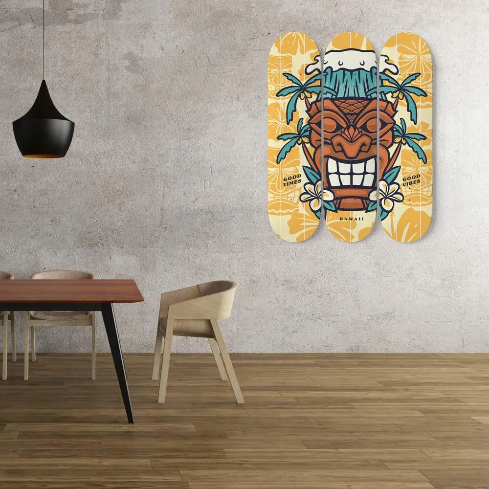 Marvelous Tiki Mask Skateboard Wall Art