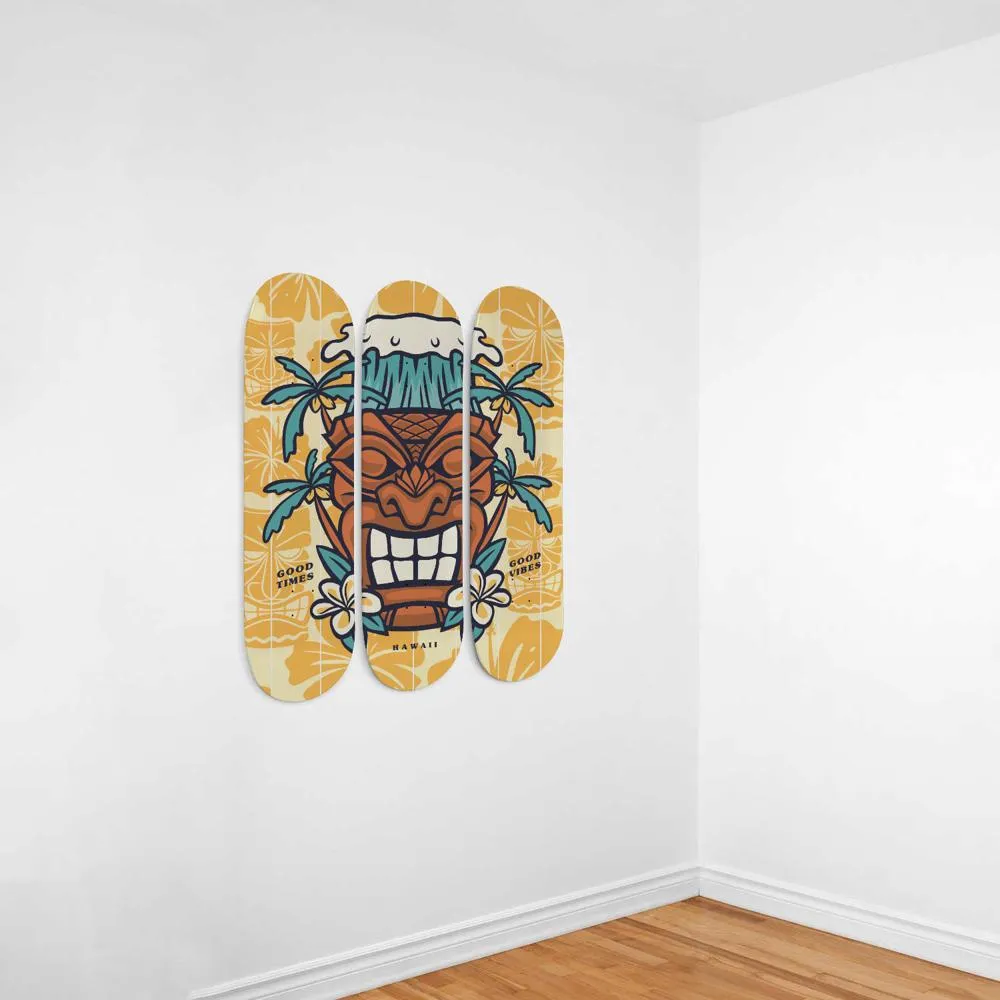 Marvelous Tiki Mask Skateboard Wall Art
