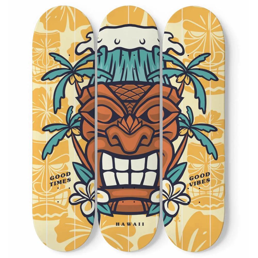Marvelous Tiki Mask Skateboard Wall Art