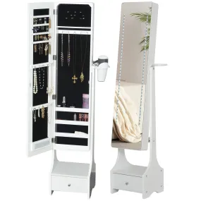 MDF LED Illuminated Glass Mirror Jewellery Cabinet White