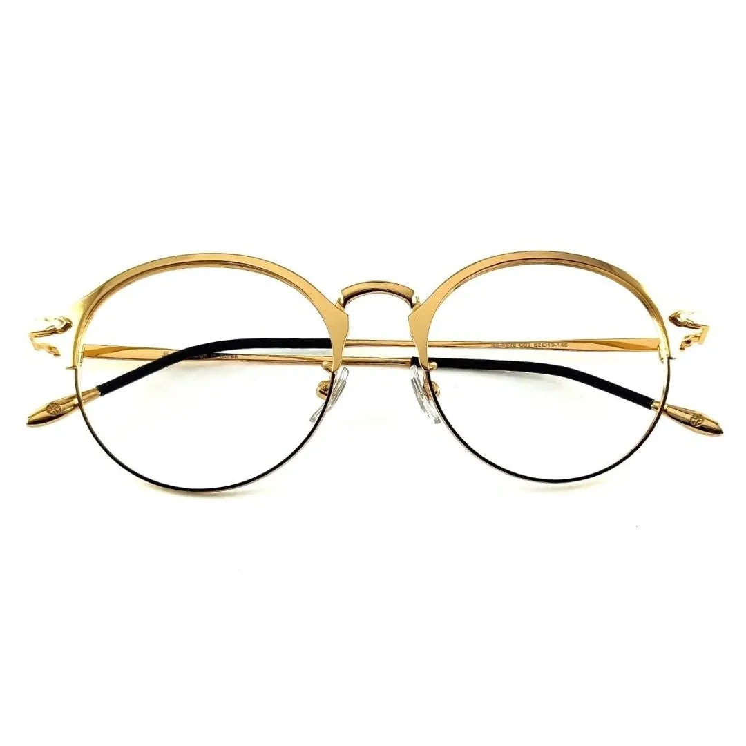 Metal Gold Round Full Rim Frame For Unisex