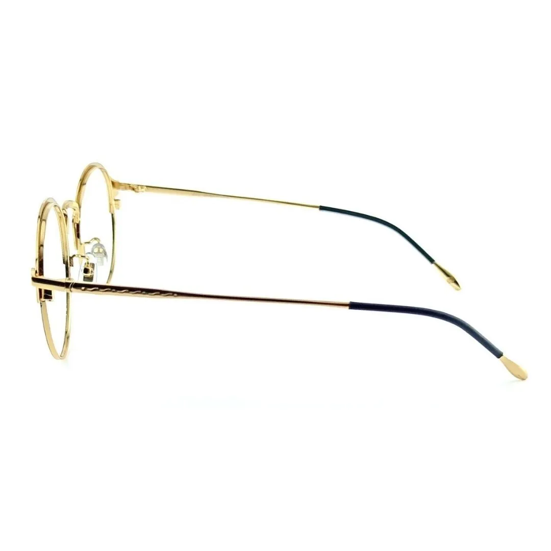 Metal Gold Round Full Rim Frame For Unisex