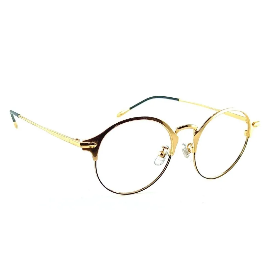 Metal Gold Round Full Rim Frame For Unisex