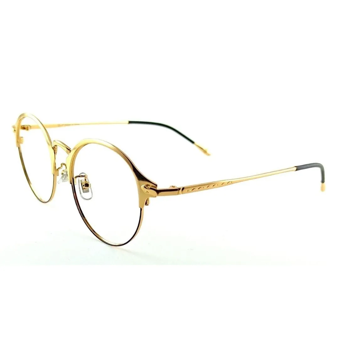 Metal Gold Round Full Rim Frame For Unisex