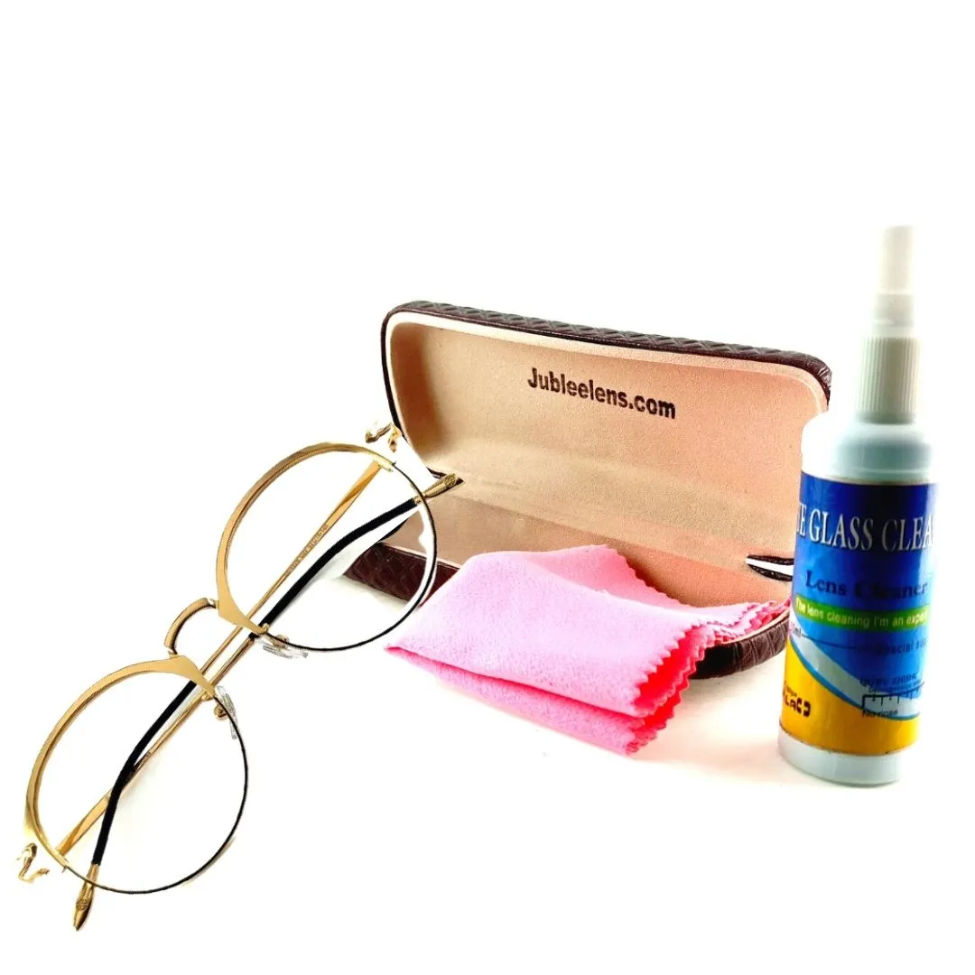 Metal Gold Round Full Rim Frame For Unisex