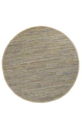 Metro Beige Modern Leather Rug 160x160cm Round