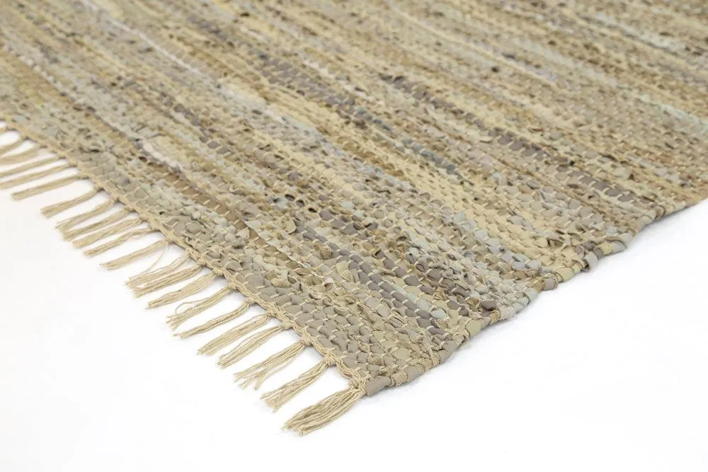 Metro Beige Modern Leather Rug 80x300cm