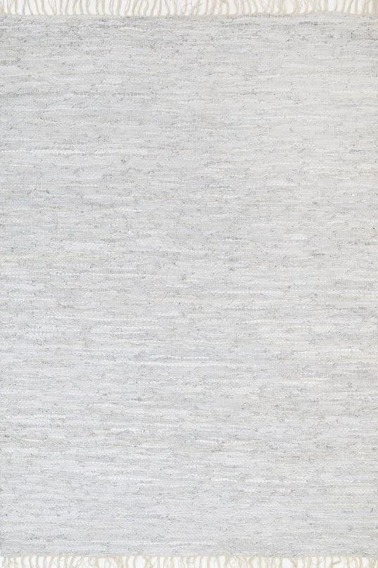 Metro White Modern Leather Rug 80x400cm