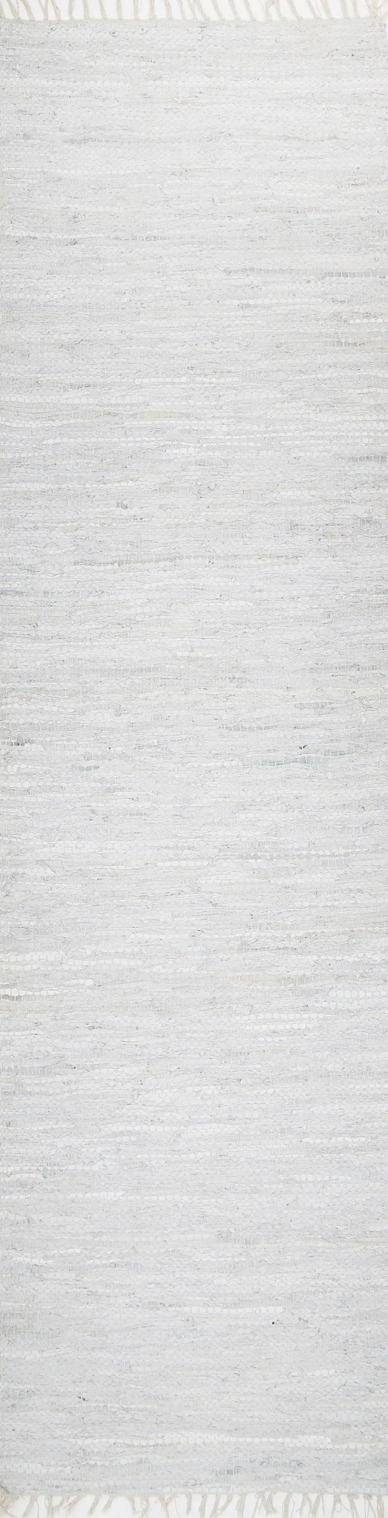 Metro White Modern Leather Rug 80x400cm