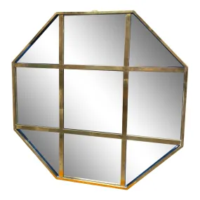 Mid Century Modern Octagonal Oversize Wall Mirror Italy 1970