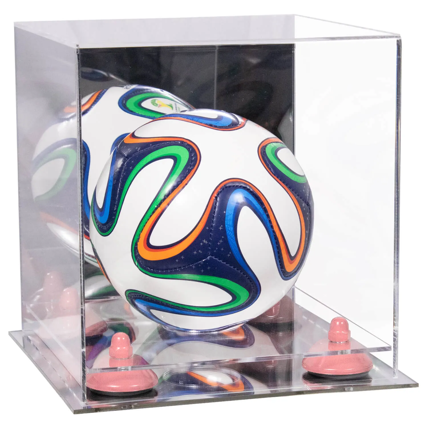Mini/Miniature (not Full Size) Soccer Ball Display Case - Mirror No Wall Mounts (B03/A015)