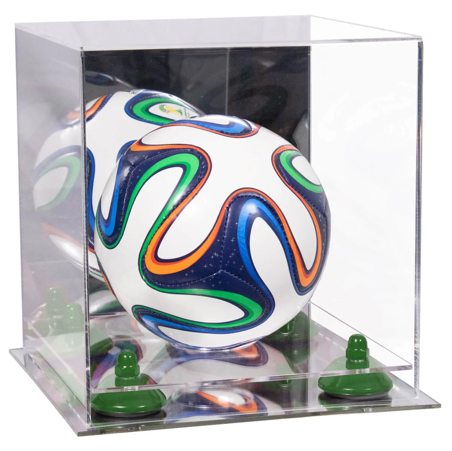 Mini/Miniature (not Full Size) Soccer Ball Display Case - Mirror No Wall Mounts (B03/A015)