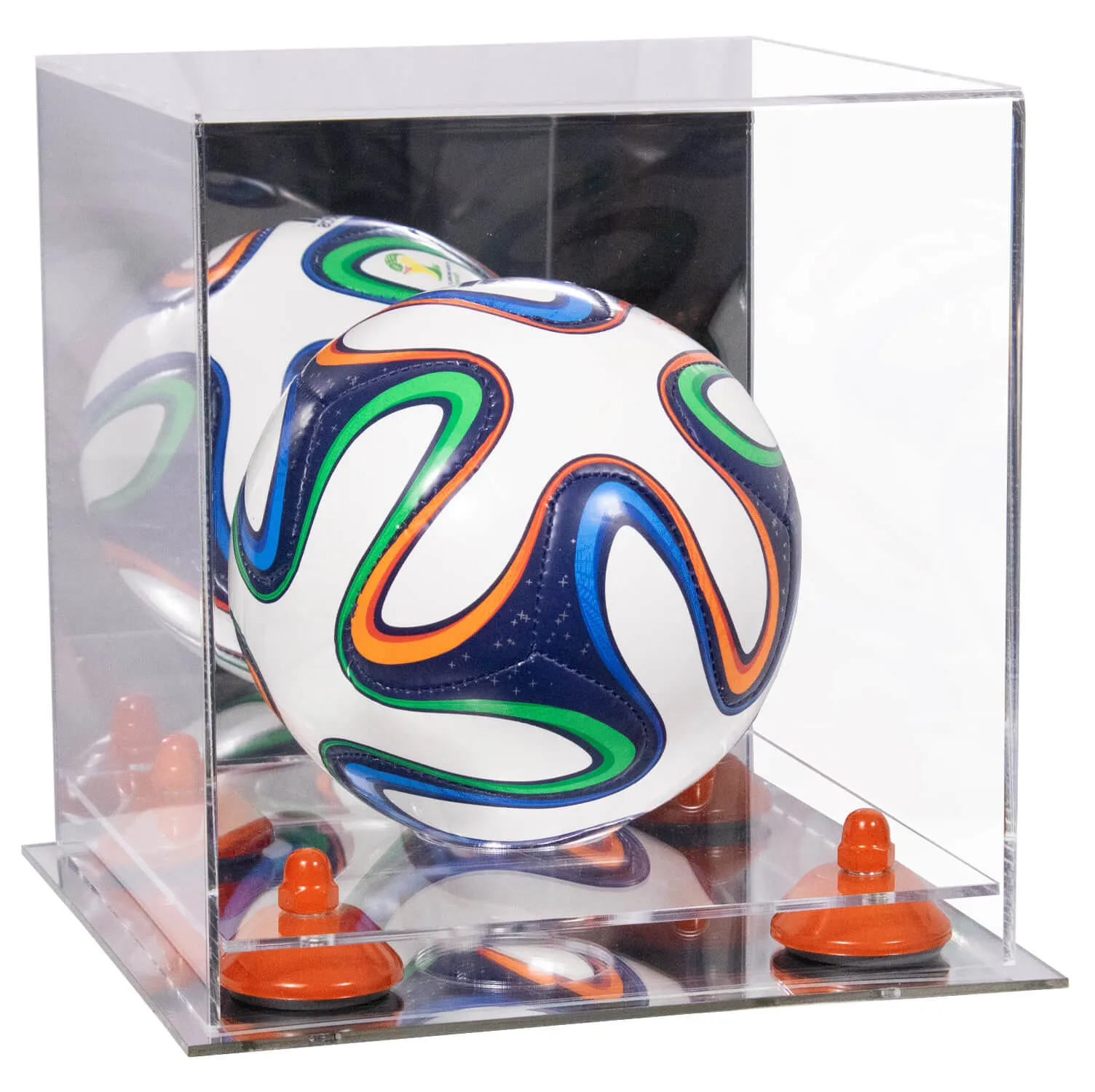 Mini/Miniature (not Full Size) Soccer Ball Display Case - Mirror No Wall Mounts (B03/A015)