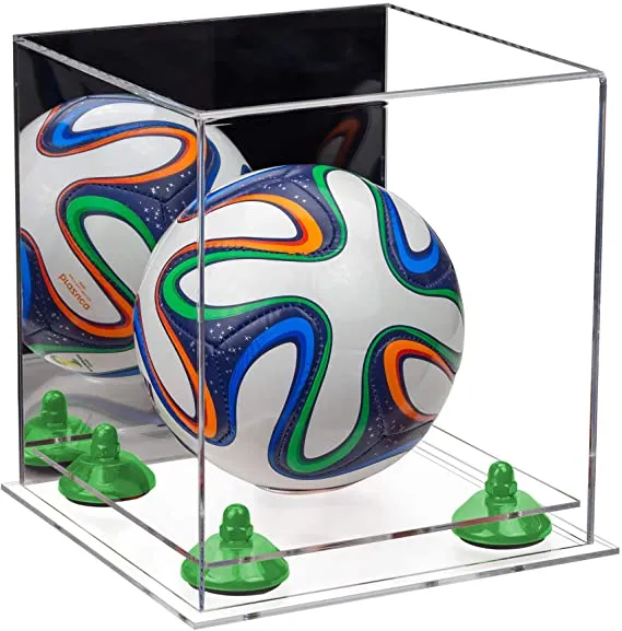 Mini/Miniature (not Full Size) Soccer Ball Display Case - Mirror No Wall Mounts (B03/A015)