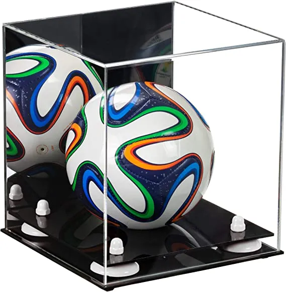 Mini/Miniature (not Full Size) Soccer Ball Display Case - Mirror No Wall Mounts (B03/A015)