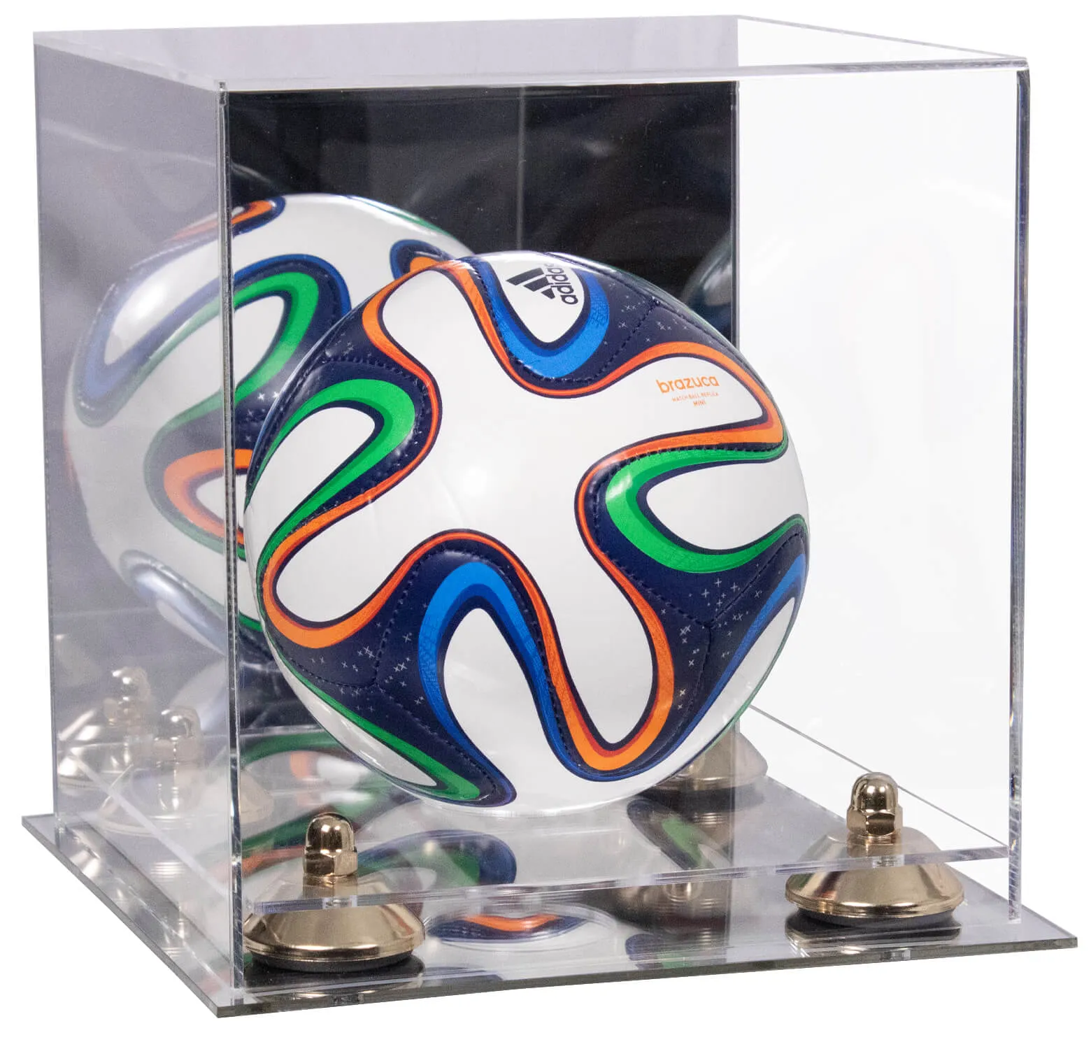 Mini/Miniature (not Full Size) Soccer Ball Display Case - Mirror No Wall Mounts (B03/A015)