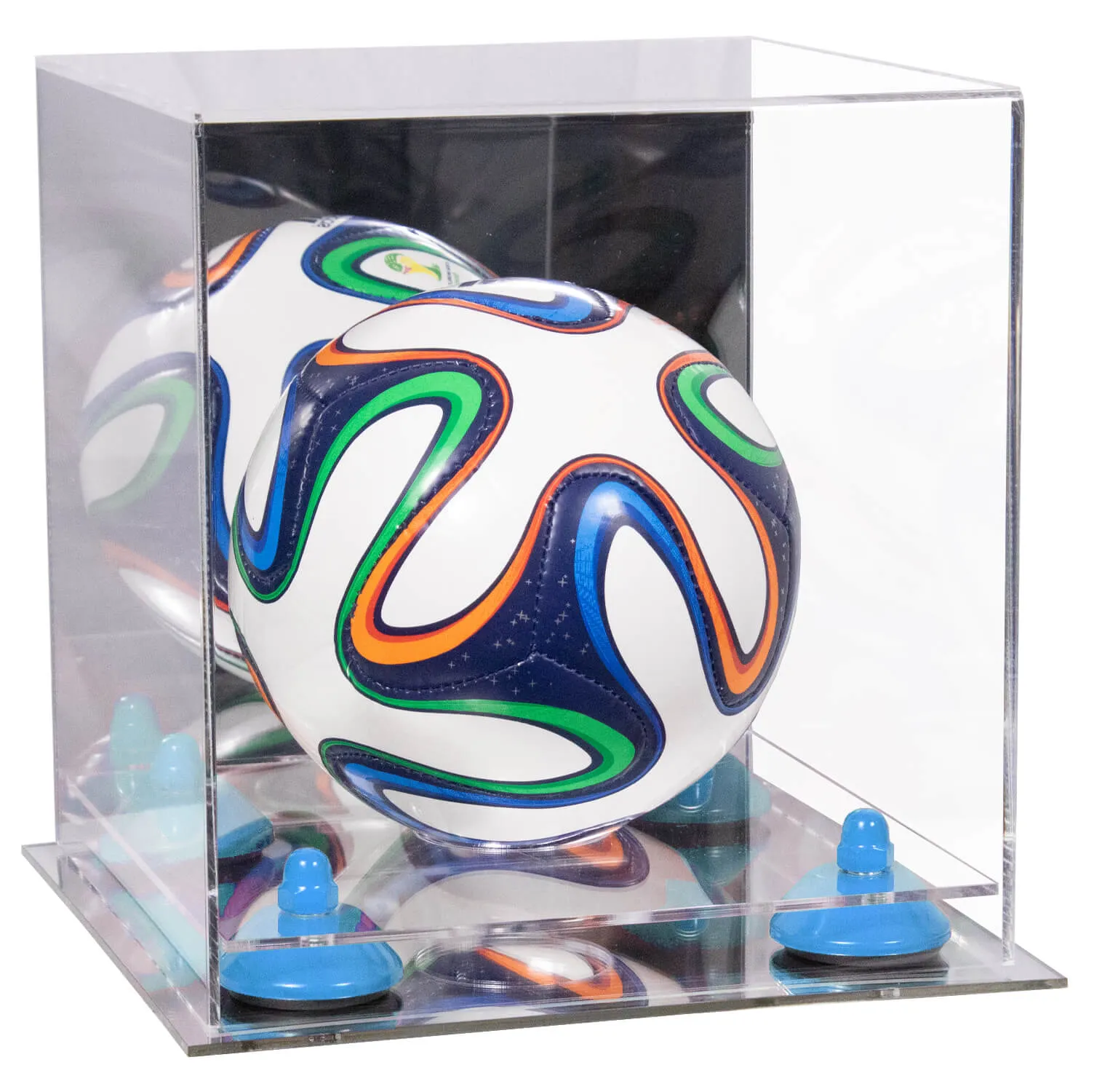 Mini/Miniature (not Full Size) Soccer Ball Display Case - Mirror No Wall Mounts (B03/A015)