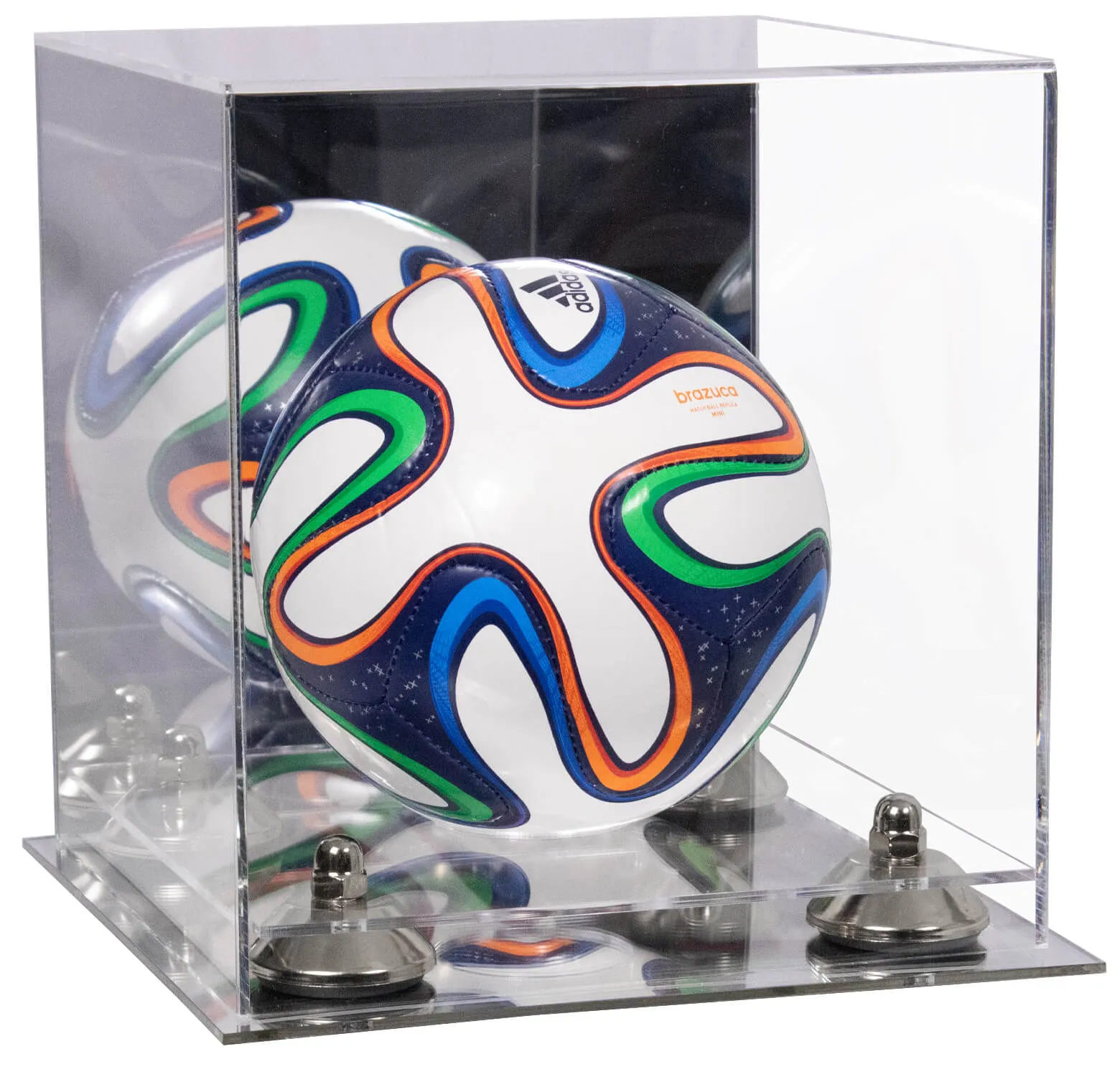 Mini/Miniature (not Full Size) Soccer Ball Display Case - Mirror No Wall Mounts (B03/A015)