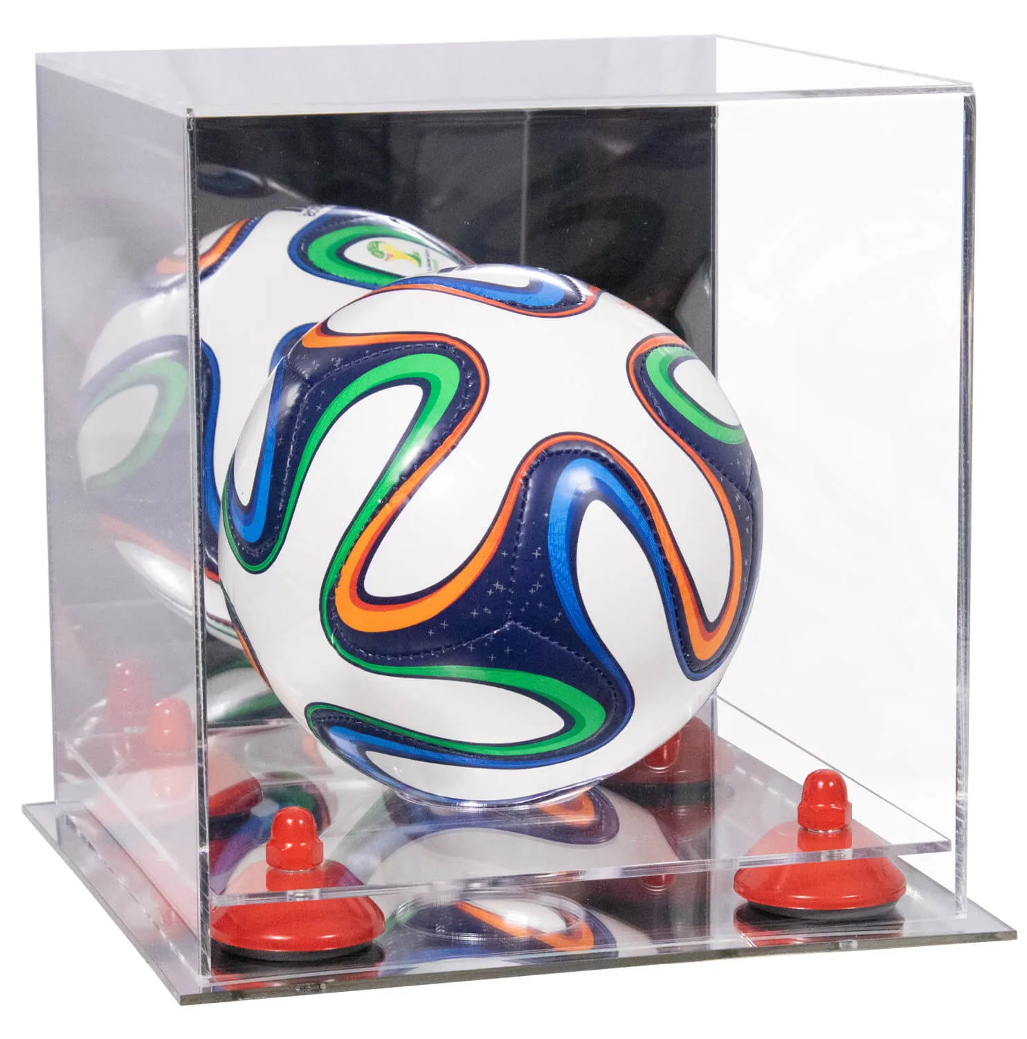 Mini/Miniature (not Full Size) Soccer Ball Display Case - Mirror No Wall Mounts (B03/A015)