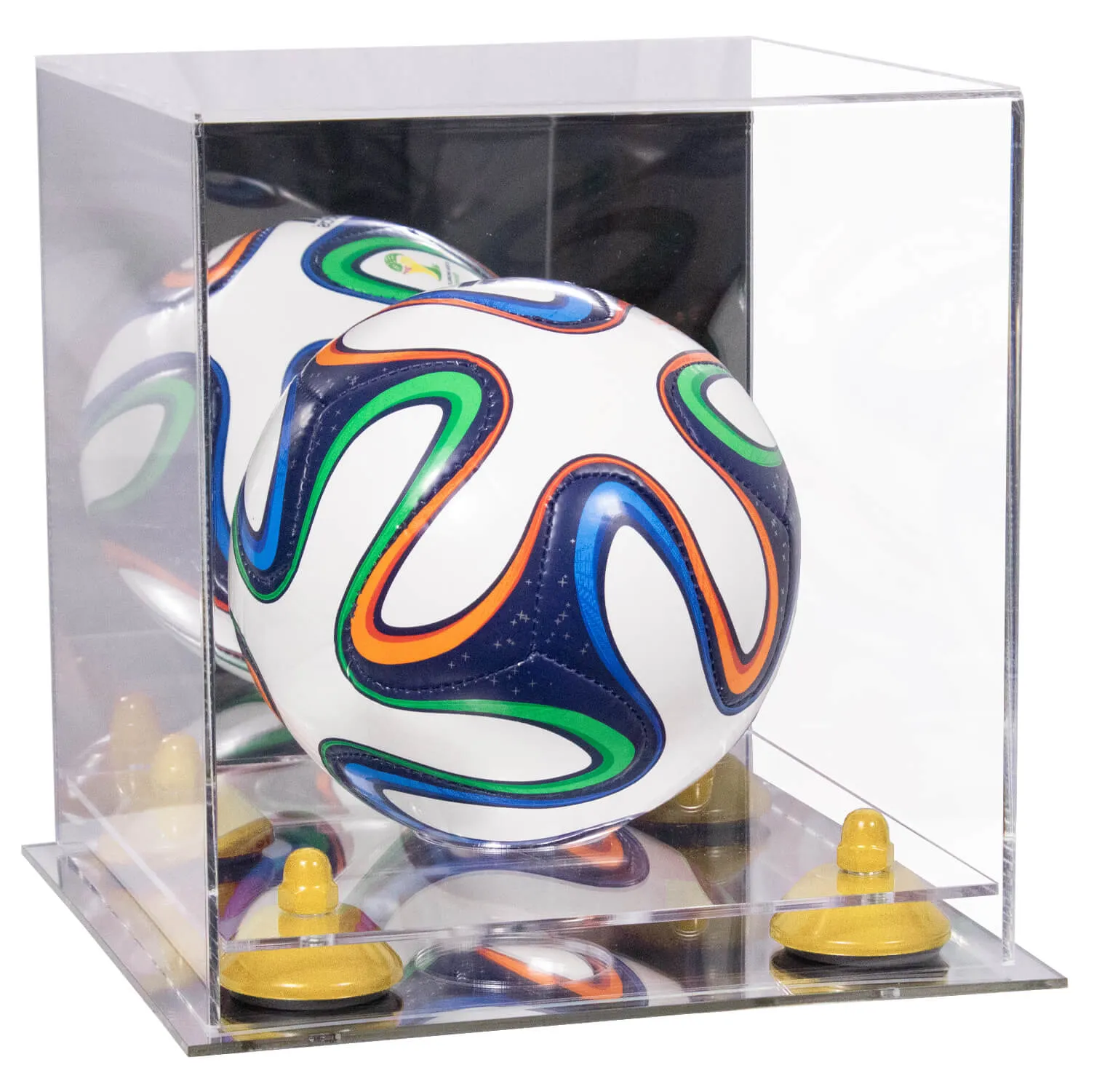 Mini/Miniature (not Full Size) Soccer Ball Display Case - Mirror No Wall Mounts (B03/A015)
