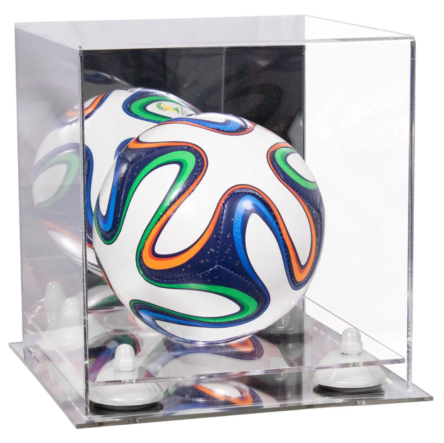 Mini/Miniature (not Full Size) Soccer Ball Display Case - Mirror No Wall Mounts (B03/A015)