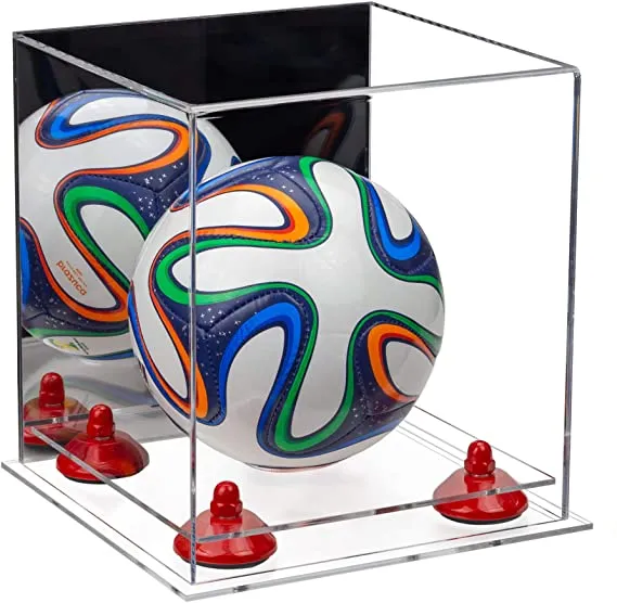 Mini/Miniature (not Full Size) Soccer Ball Display Case - Mirror No Wall Mounts (B03/A015)