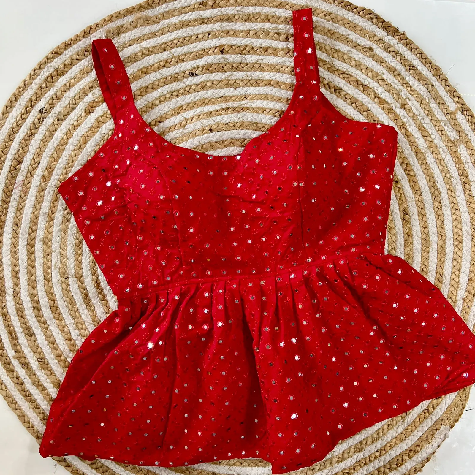 MIRROR WORK CROP TOP BLOUSE
