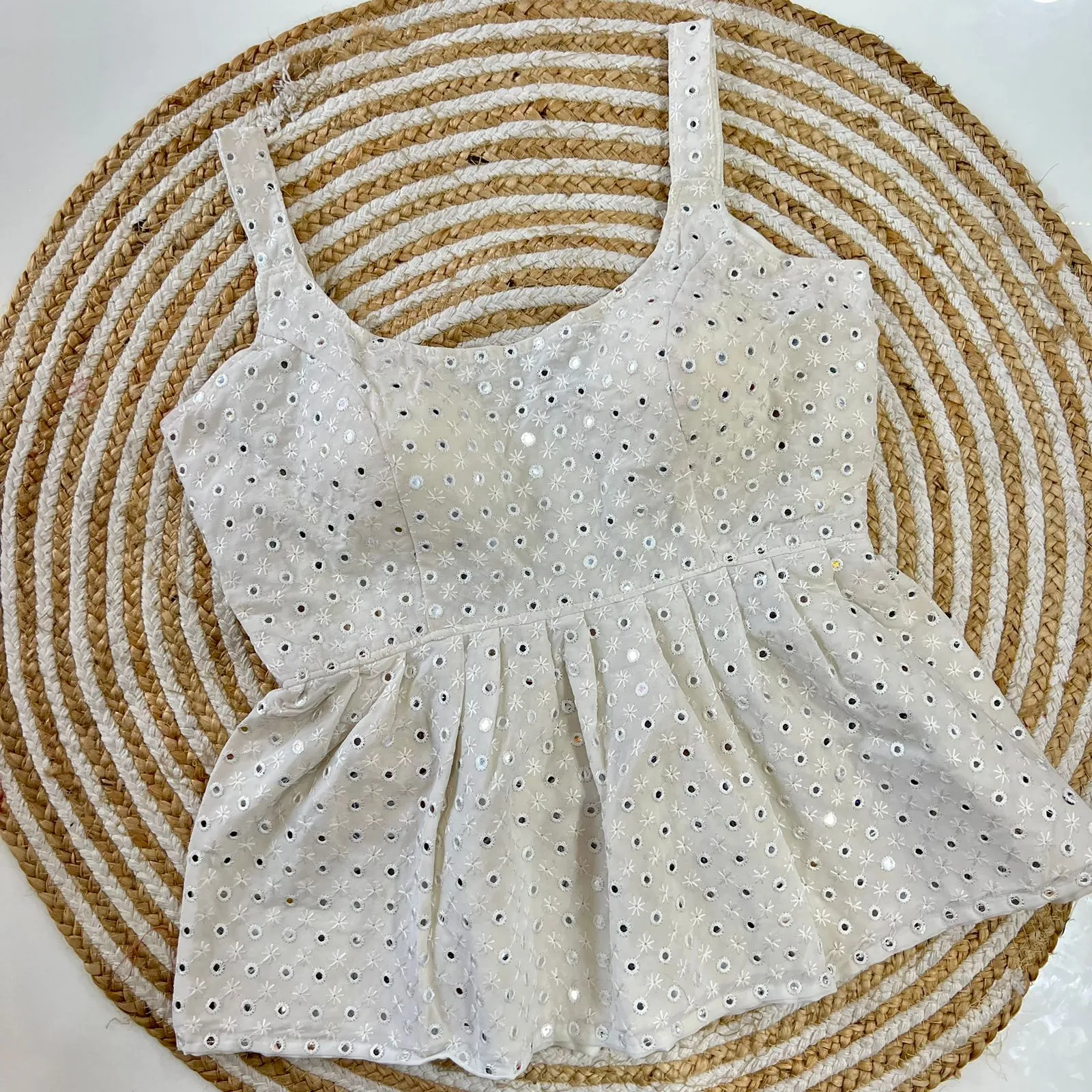 MIRROR WORK CROP TOP BLOUSE