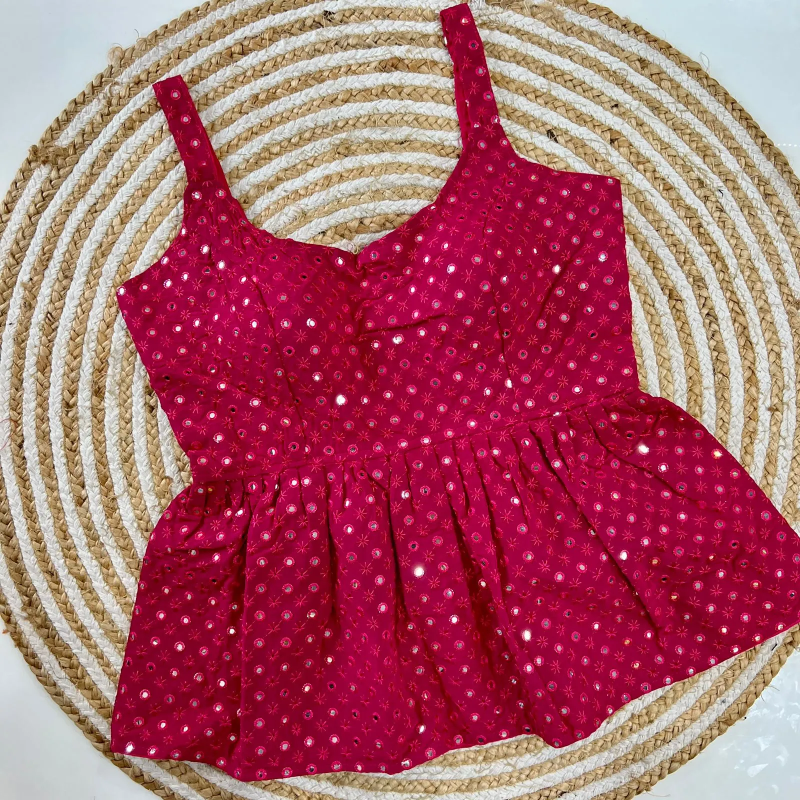MIRROR WORK CROP TOP BLOUSE