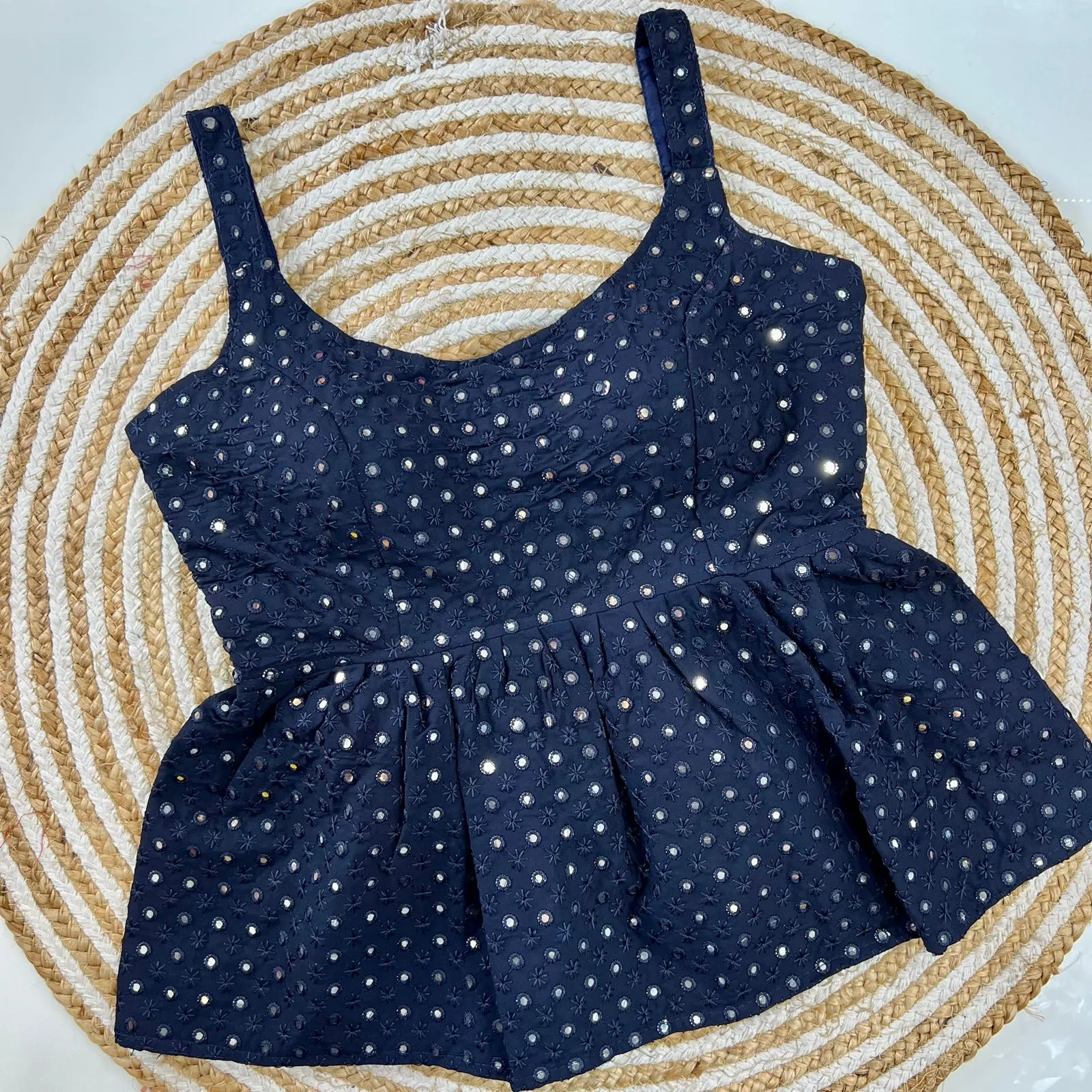 MIRROR WORK CROP TOP BLOUSE