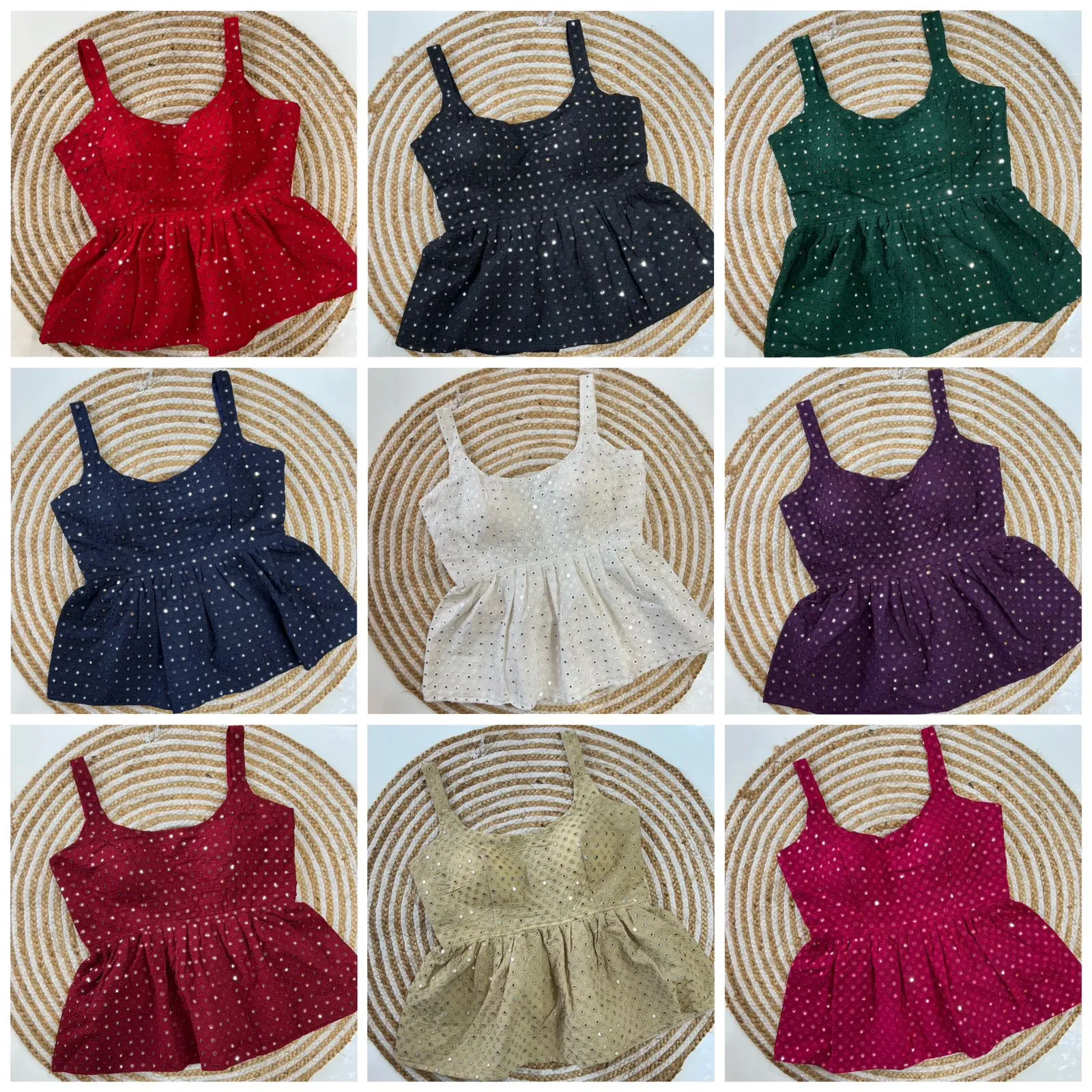MIRROR WORK CROP TOP BLOUSE